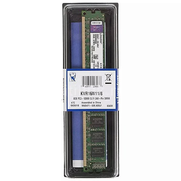 Memoria Ddr3 8gb Kingston Desktop 1600mhz KVR16N11/8
