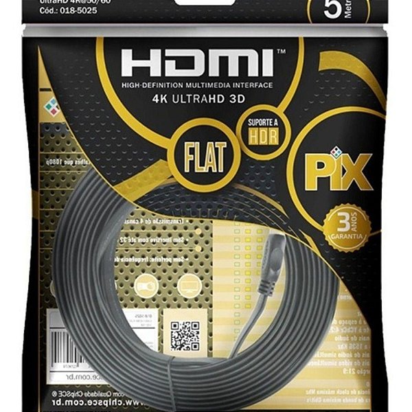 Cabo Hdmi Flat Gold - 2.0 4K Hdr 19P 5M