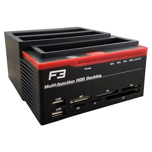 Dock Station F3 Clone Usb 3.0 2 Sata 1 Ide Leitor De Cartão