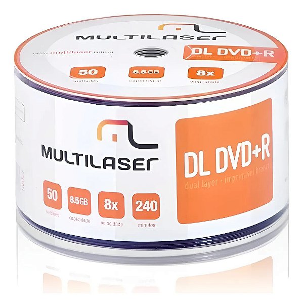 Dvd+r 8.5gb Com 50 Dual Layer Imprimível Multi printable DL