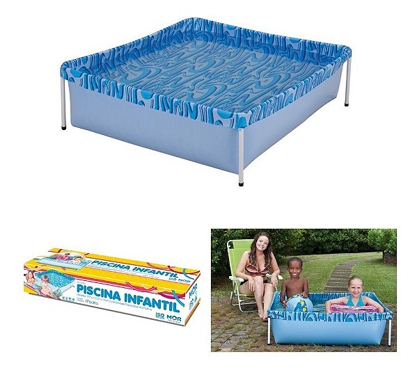 Piscina Infantil 400 Litros Quadrada Criança Mor 1000