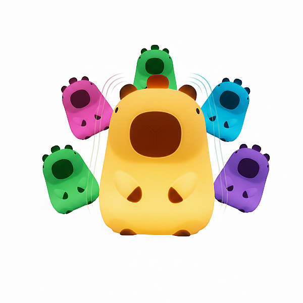 Luminária Capivara Abajur Silicone Muda Cor Recarregável