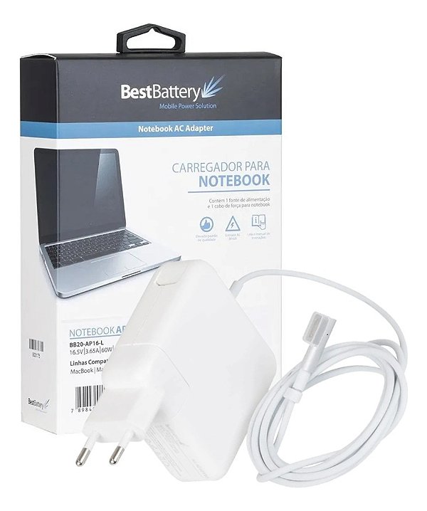 Fonte Para Macbook 60w Pro 2010 2011 2012 A1278 16.5v 3.65a