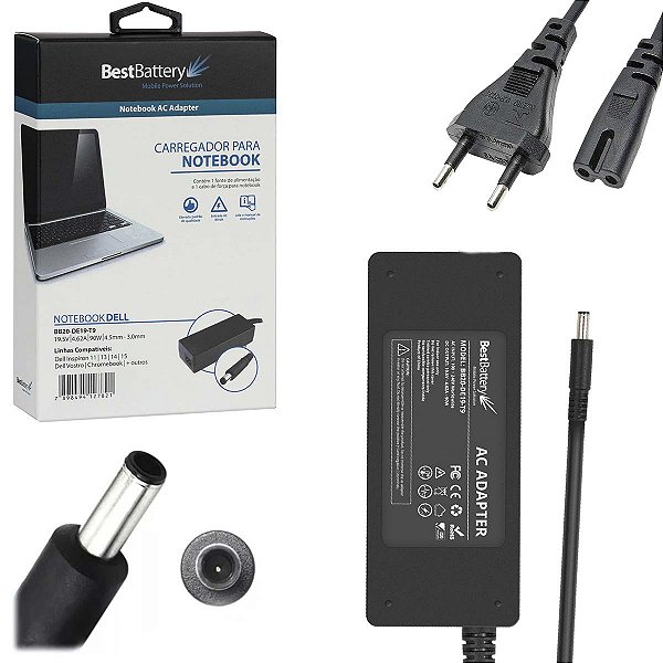Fonte Notebook Para Dell 19.5v 4.62a 90w Pino Fino 4,5*3,0mm