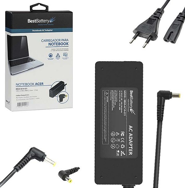Fonte Carregador Para Notebook Acer 19V 4.74A 90w 5,5x1,7mm