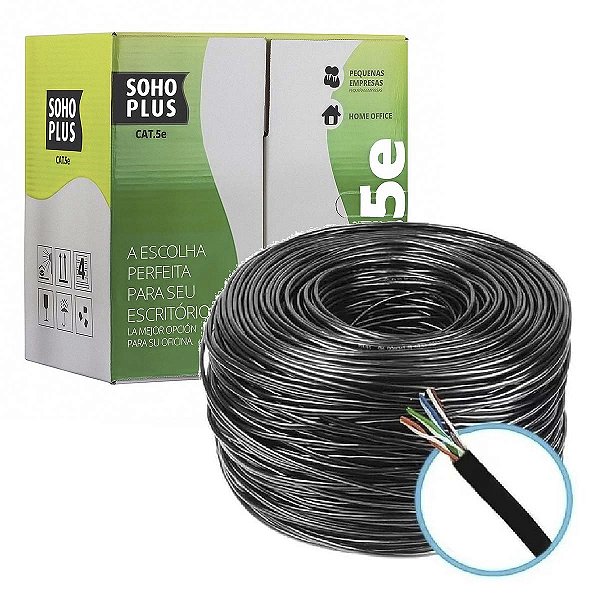 Cabo De Rede Furukawa Soho Plus Lan Cat.5E Caixa 305m Preto