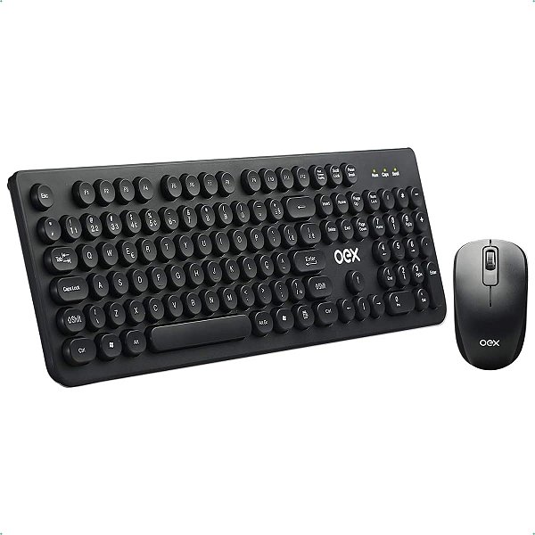 Kit Teclado e Mouse Wireless, OEX POP+ TM410 retro chocolate