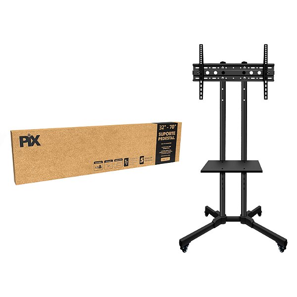 Suporte Projetor Para Tv  Até 70'' Pix Piso Aço 12,2kg rodinha