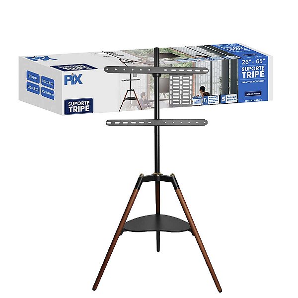 Suporte P/ Tv Pedestal Tripe Vertical 26" A 65" Pix rodinha