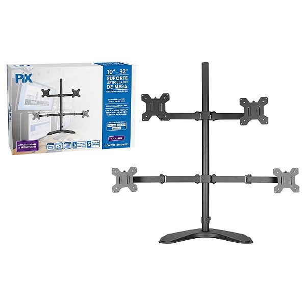 Suporte p/ 4 Monitores Ajustavel com Base 10 a 32 pol trader