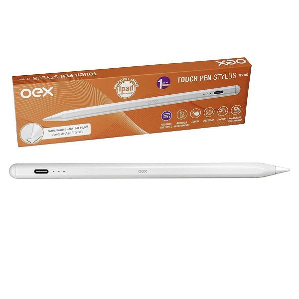 Caneta Touch Pen Stylus TP100 Oex Para Ipad 2018 ou Superior