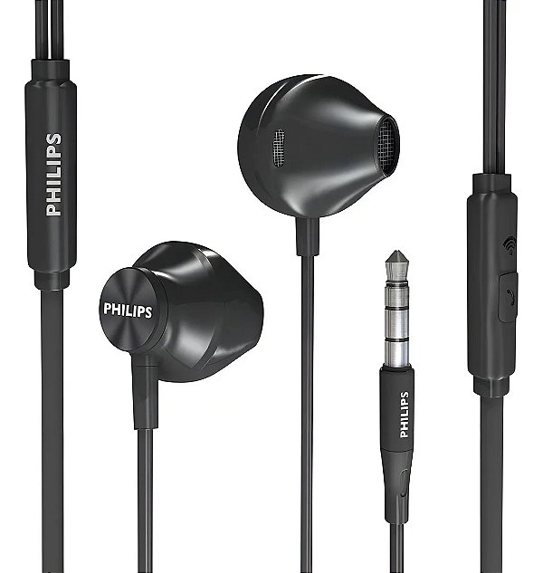 Fone de Ouvido C/ Microfone Taue101bk Preto Philips 3,5mm