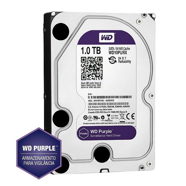 Disco Rígido Interno Western Digital Wd Purple 1tb roxo