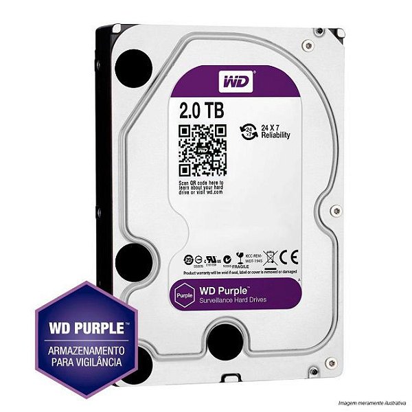 Hd Interno 2Tb Western Digital Purple Sata 3 64Mb Wd20Purz