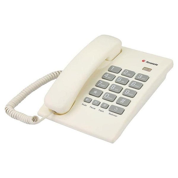 Telefone Fixo Mesa Com Fio Ibratele Cor branco Numero Grande