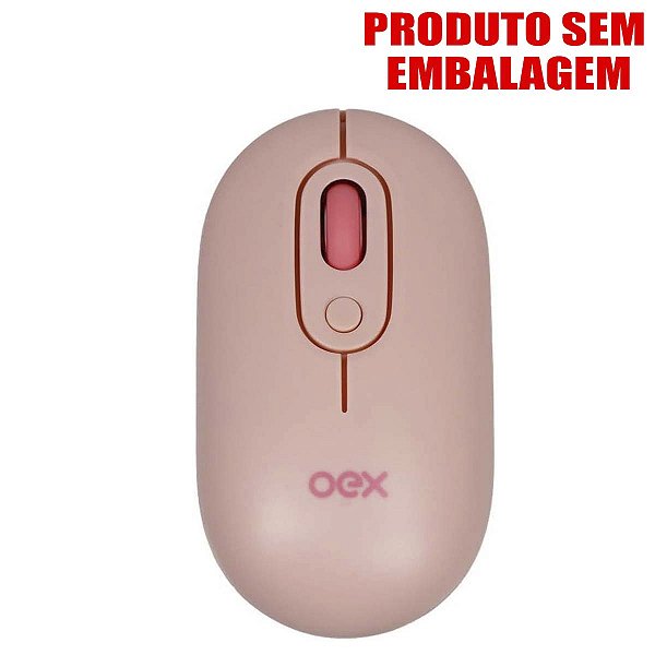 Mouse Sem Fio 2.4ghz e Bluetooth Rosa Oex 3 Botoes S/ Caixa