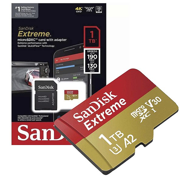 Cartao De Memoria Micro Sd Extreme Sandisk GoPro Drone 1Tb