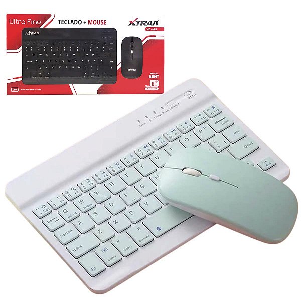 Kit Teclado Mouse Sem Fio Bluetooth Wifi Para Ipad e Tablet