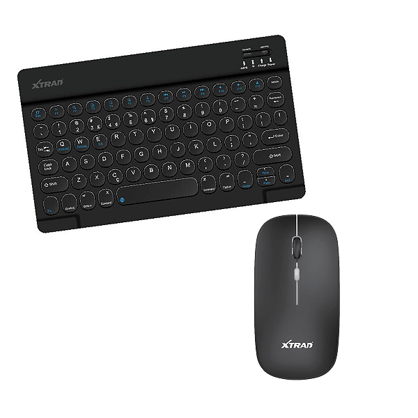 Teclado Mouse Bluetooth Slim Compatível Samsung Tablet Preto