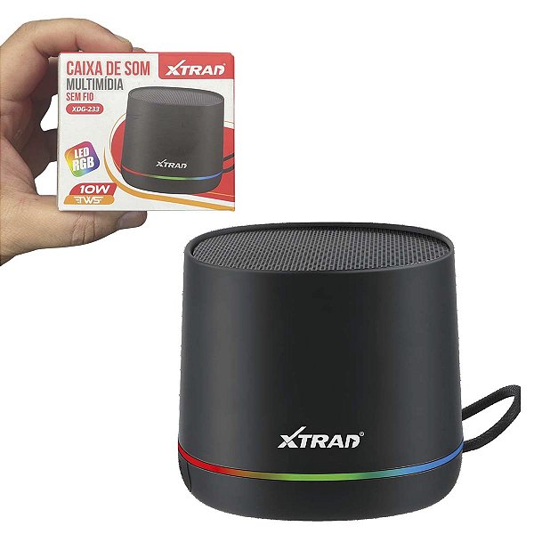 Caixa De Som Bluetooth Fm Rgb Portátil Xtrad 10W Preta
