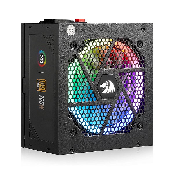 Fonte atx Redragon Gamer 750w Full Modular Rgb 80 Plus Gold