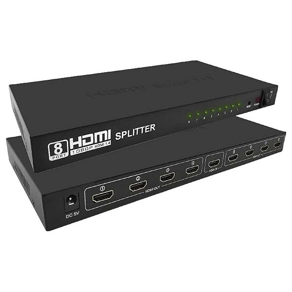 Splitter Hdmi Divisor 1x8 1 Entrada 8 Saidas Full Hd 1080p