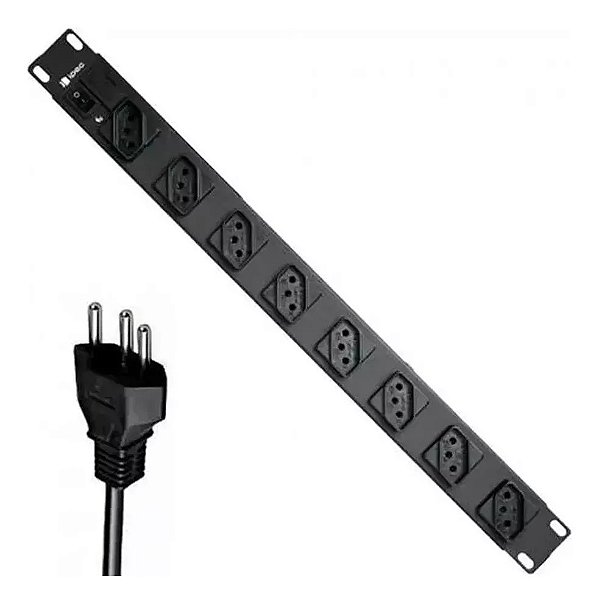 Regua Tomada Filtro De Linha 8 Tomadas Rack 19 1u Bivolt
