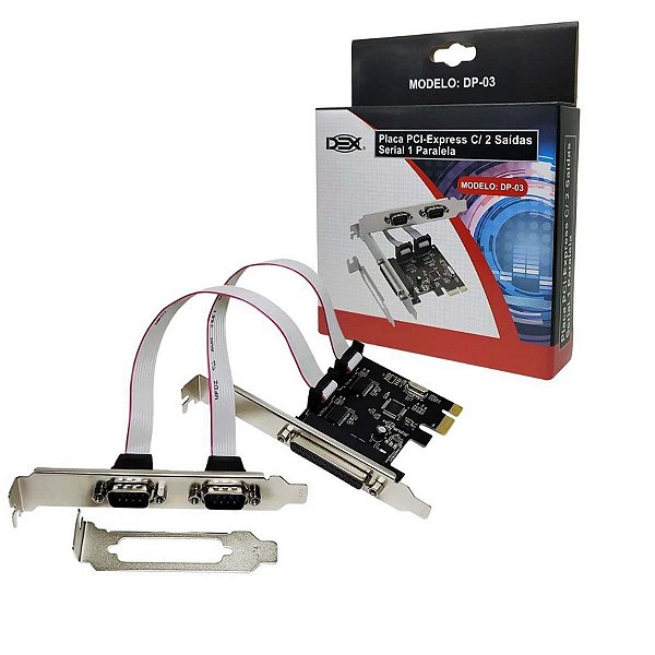 Placa Pci-Ex x1 2 Rs232 Serial 1 Paralela Low Profile Dp-03