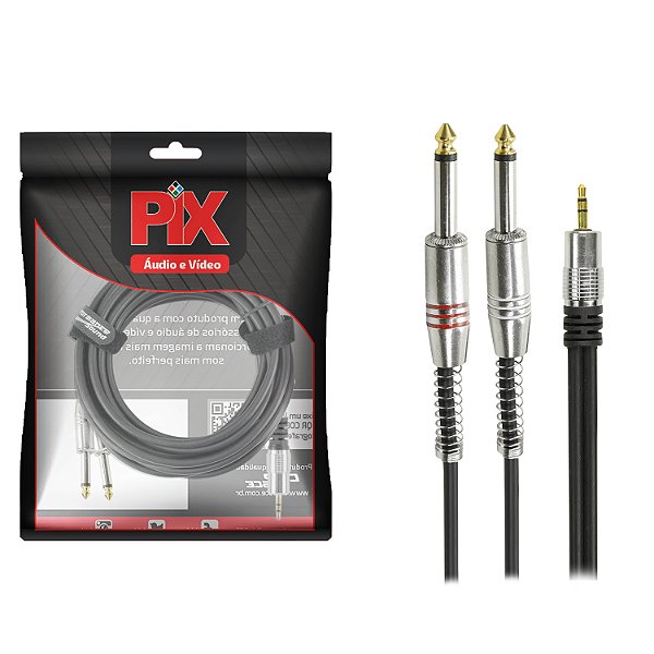 Cabo P2 Estereo X 2 P10 Mono Plug Metal 42 Fitz Sem Ruídos