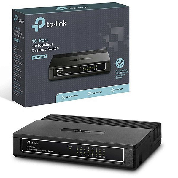 Switch De Rede TP-Link TL-SF1016D 16 Portas 10/100 Mbps