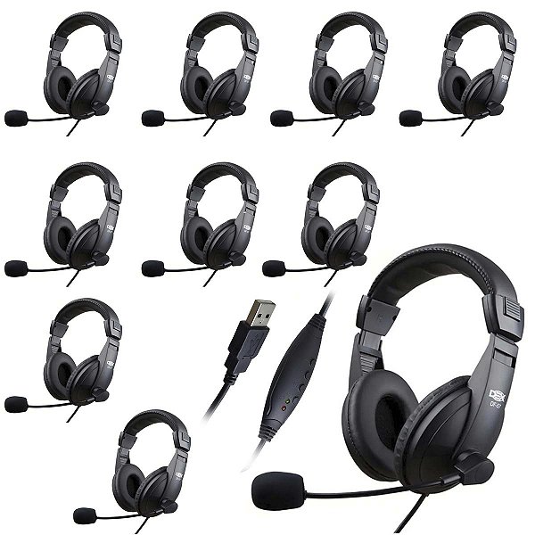 Kit 10 Fone De Ouvido Headset Usb P/ Escritório Home Office