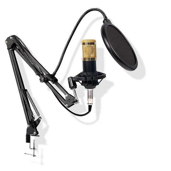 Microfone Dobrável Braço Articulado Com Pop Filtro Bm-800