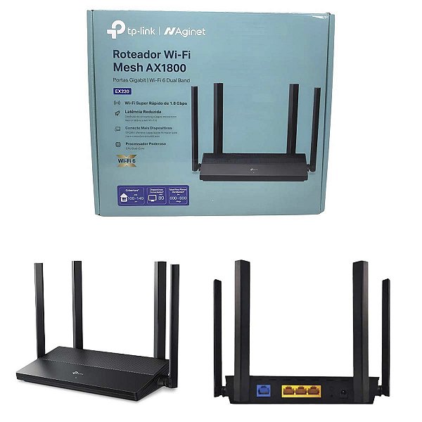 Roteador Wireless TP-Link EX220 WiFi 6 AX1800 Dual Band Giga