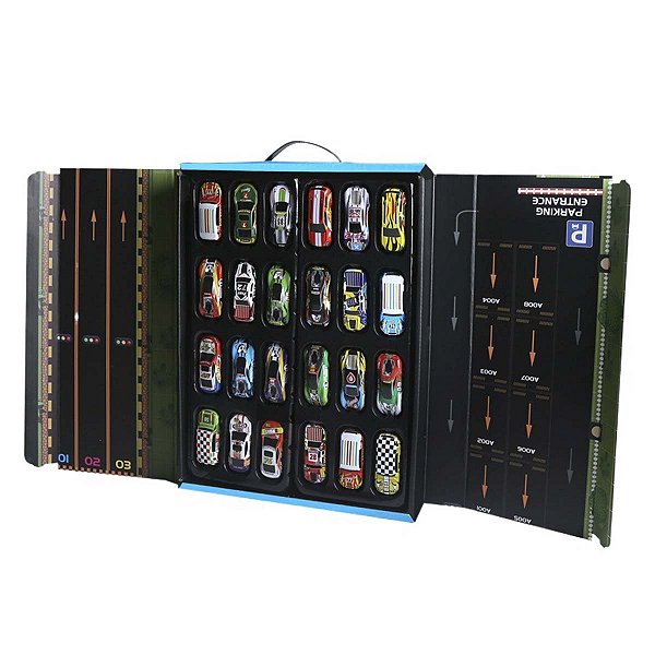 Conjunto 24 Carrinhos De Fricção Brinquedo Coleção Com Pista