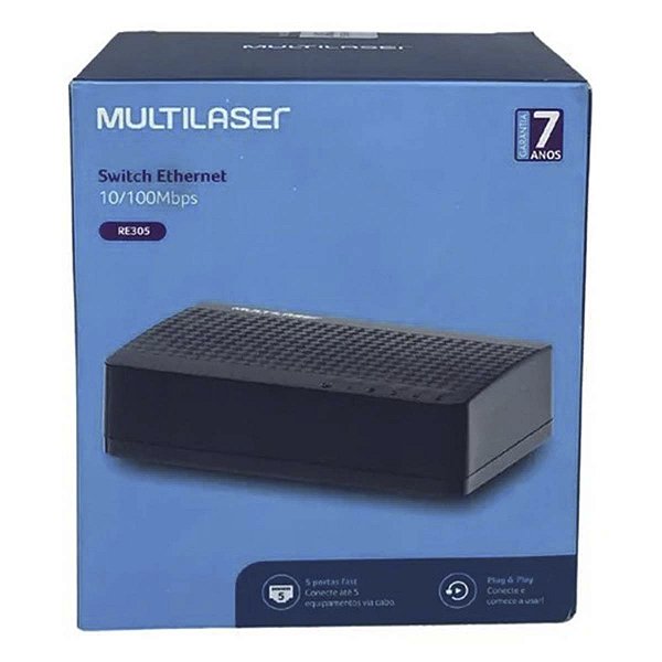 Mini Switch Ethernet 5 Portas Multilaser RE305 10/100 Mbps