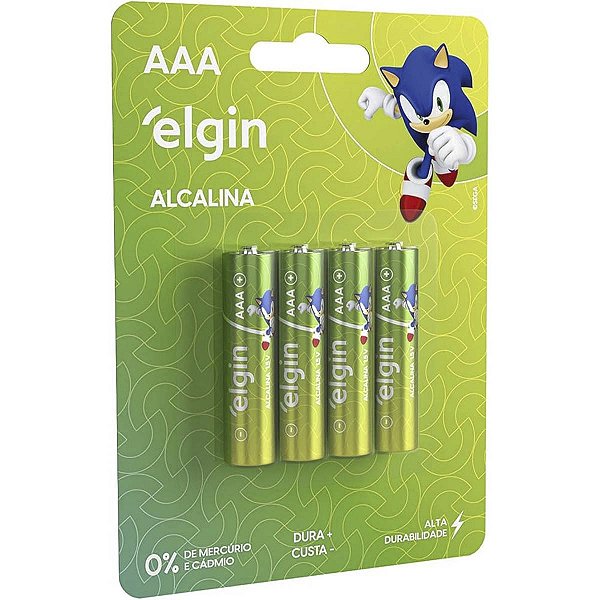 Pilha Alcalina Elgin AAA 1.5v Blister Com 4 Tamanho Palito