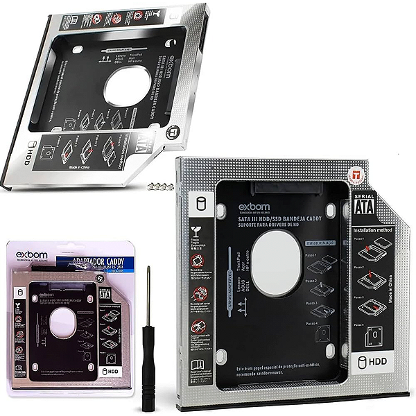 Adaptador Caddy Hd Ou Ssd Sata Notebook Drive Caddy 9,5mm