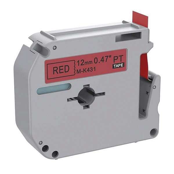 Fita Compativel Para Brother Rotulador M-K431T 12mm Vermelho