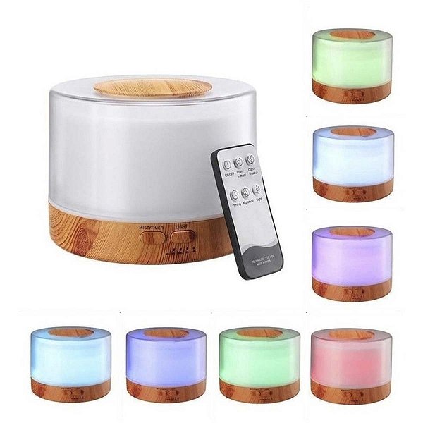 Umidificador Aromatizador Luminária Abajur Rgb Com Controle