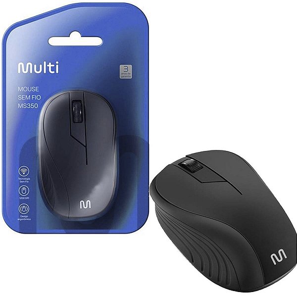 Mouse Sem Fio Wireless 3 Botões Preto Usb Multi MO212