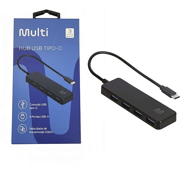 Hub Tipo-C 4 Portas USB 3.0 AC445 Compatível Windows/mac Os