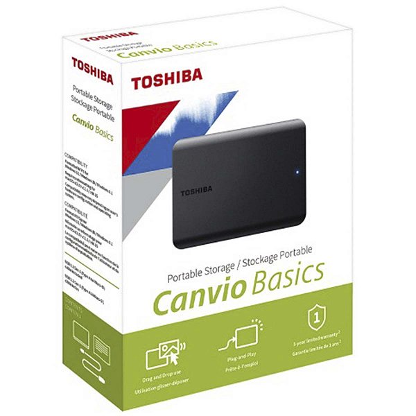 HD Externo 4TB Toshiba Canvio Basic Preto USB 3.0 Plug&Play