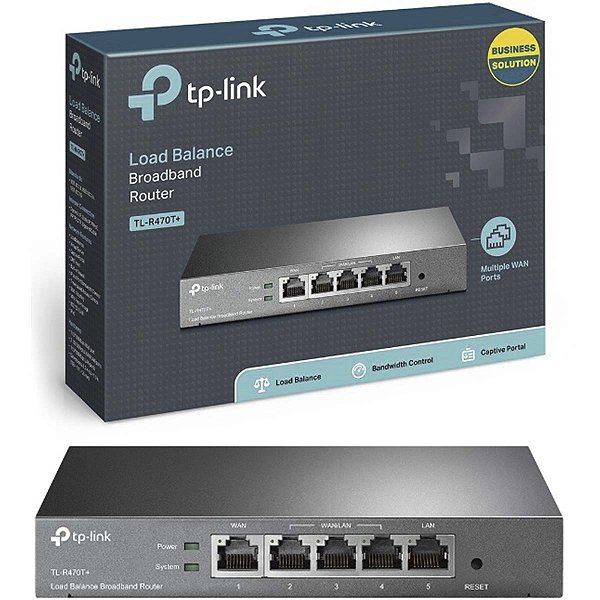 Roteador Gerenciável Load Balance 4 WAN/1 LAN TP-Link R470T+