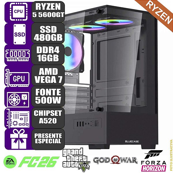 Computador Pc Gamer Mdi Base Ryzen 5 5600GT 16GB 480GB