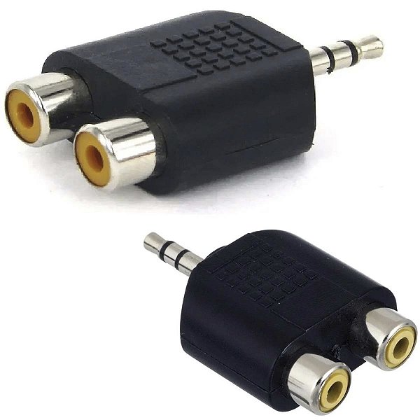 Adaptador P2 Mono Macho Divisor 2 RCA Fêmea ChipSCE 003-1208