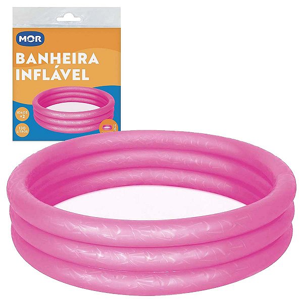 Piscina Inflável Banheira Redonda Mor 102*25cm 130L Rosa