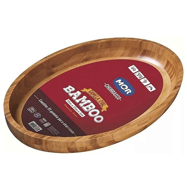 Bacia Oval Gamela Bamboo 41x27cm Para Churrasco Petisco