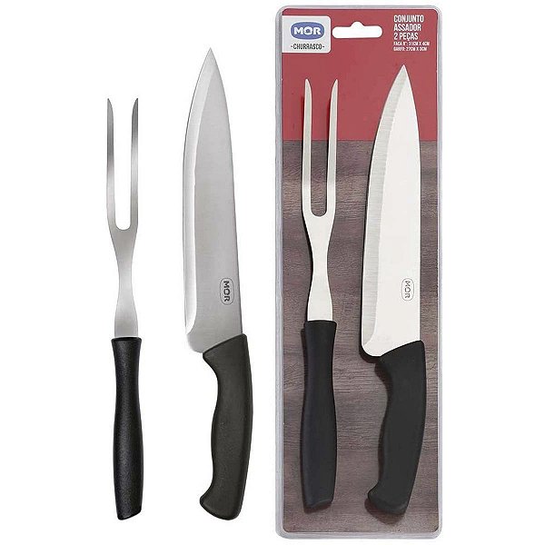 Conjunto Do Assador 2 Peças Faca 8" E Garfo Churrasco Mor