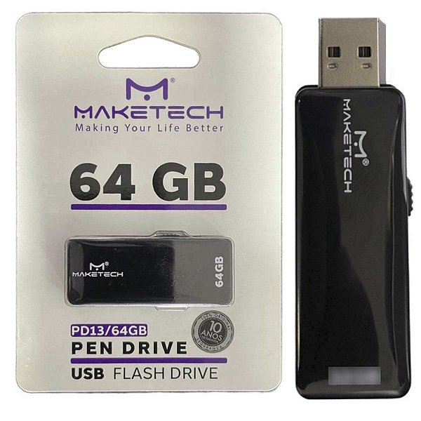 Pen Drive 64GB Usb Flash Disk 2.0 Prático Maketech PD13/64