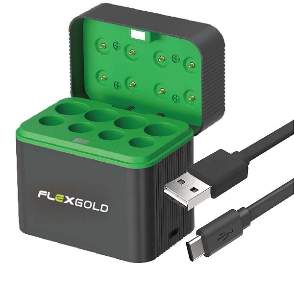 Carregador De Pilhas Usb C Com Indicador De Carga Led Turbo